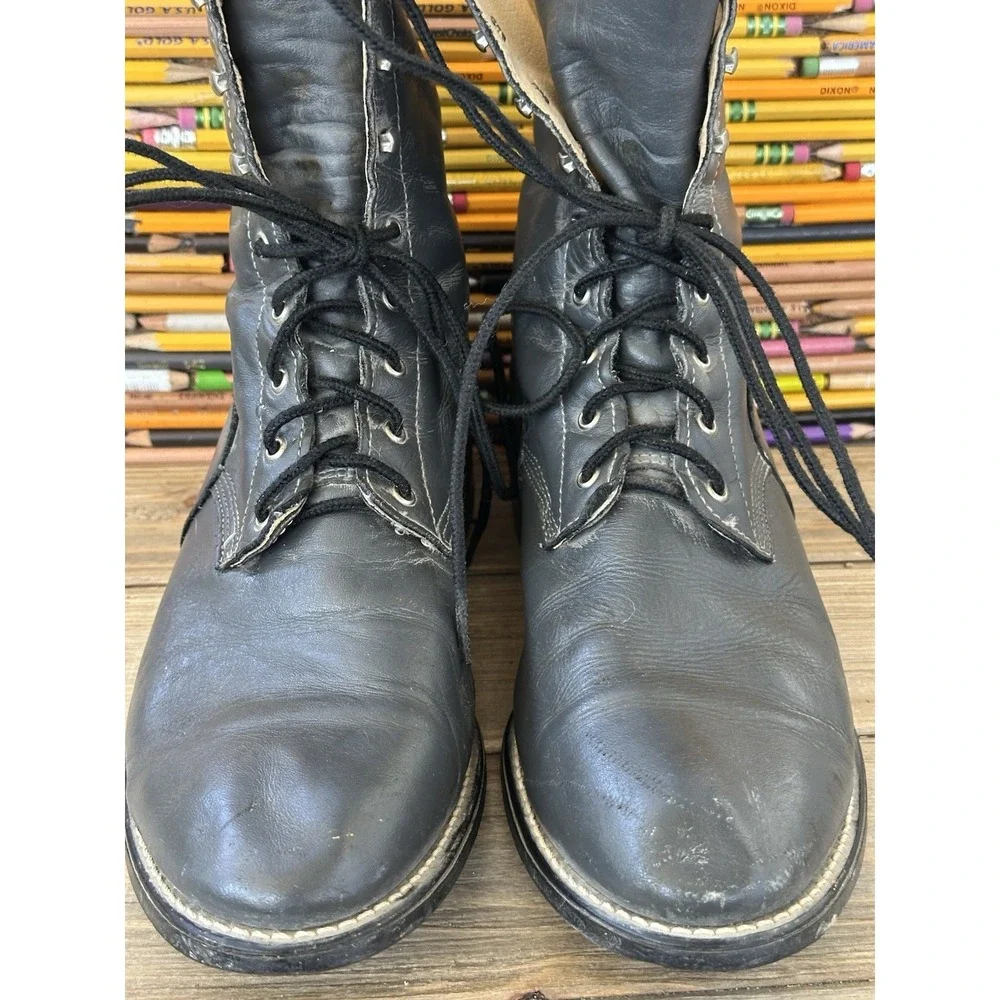 VTG Acme Black Roper Boots Punk Rock Retro Grunge Hipster Men's 9 D